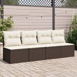 vidaXL Canapé de jardin avec coussins 4 places marron résine tressée