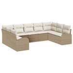 vidaXL ensemble de canapé de jardin 9 pièces avec coussins beige poly rotin