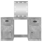 vidaXL Coiffeuse avec LED gris béton 130x50x132 5 cm