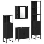 vidaXL Ensemble de mobilier de salle de bain 4 pièces Chêne Noir Bois d'ingénierie