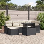 vidaXL Ensemble de Canapés de Jardin 7 Pièces avec Coussin Noir Poly Rattan