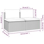 vidaXL Canapé de jardin 2 places avec coussins Gris Résine tressée