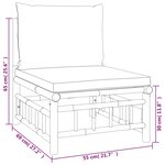 Salon de jardin meuble d'extérieur ensemble de mobilier 6 pièces avec coussins blanc crème bambou 02_0016634