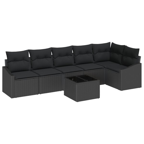 vidaXL Ensemble de canapé de jardin 7 pièces avec coussins beiges en rotin synthétique