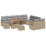 Ensemble de canapé de jardin 13 pièces avec coussins Beige Poly Rotin Acacia vidaXL