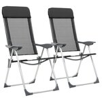 vidaXL Chaise pliante de camping lot de 2 Noir Aluminium