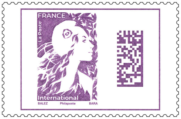 Timbre Marianne de l'avenir - Lettre internationale - Violet