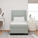 Lit box spring vidaXL avec matelas gris clair 100x200 cm en velours