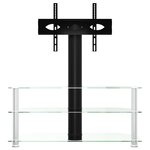 vidaXL Meuble TV d'angle 3 niveaux pour 32-70 pouces noir et argenté