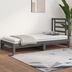 vidaXL Lit coulissant Gris 2x(90x200) cm Bois de pin massif