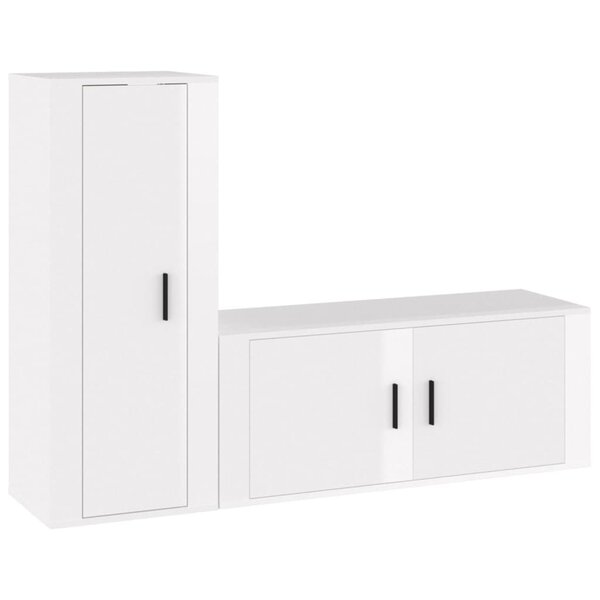 vidaXL Ensemble de meubles TV 2 Pièces blanc brillant bois d'ingénierie