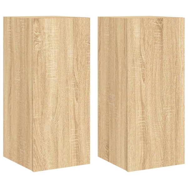 vidaXL Meubles TV muraux lumières LED 2 Pièces chêne sonoma 30 5x35x70 cm