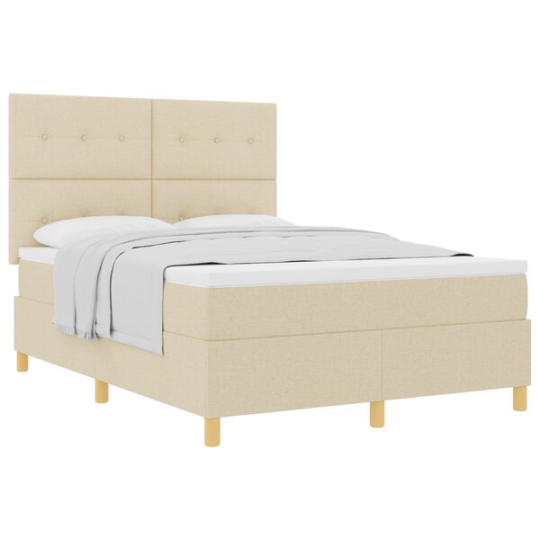 vidaXL Lit à sommier avec matelas crème 140x200 cm en tissu
