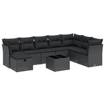 vidaXL Salon de jardin 9 Pièces avec coussins noir résine tressée