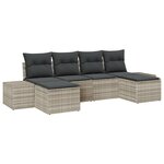 vidaXL Ensemble de canapé de jardin 6 pièces avec coussins gris clair poly rotin