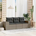 vidaXL Salon de jardin avec coussins 3 Pièces gris résine tressée