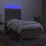 vidaXL Sommier à lattes de lit et matelas et LED Taupe 100x200cm Tissu