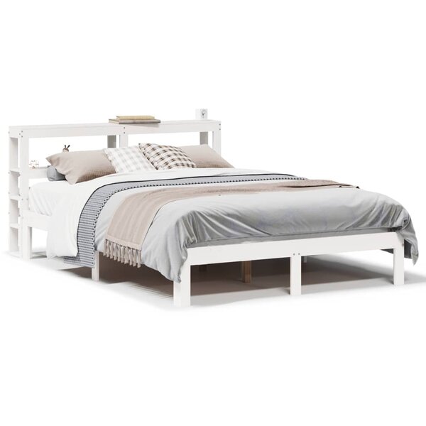 vidaXL Cadre de lit avec tête de lit sans matelas blanc 160x200 cm