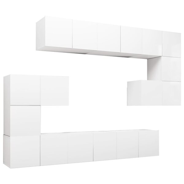 vidaXL Ensemble de meubles TV 10 Pièces Blanc Bois d'ingénierie