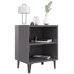 vidaXL Tables de chevet pieds en métal 2 Pièces gris brillant 40x30x50 cm