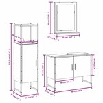 vidaXL Ensemble d'armoires de salle de bain 3 Pièces chêne fumé