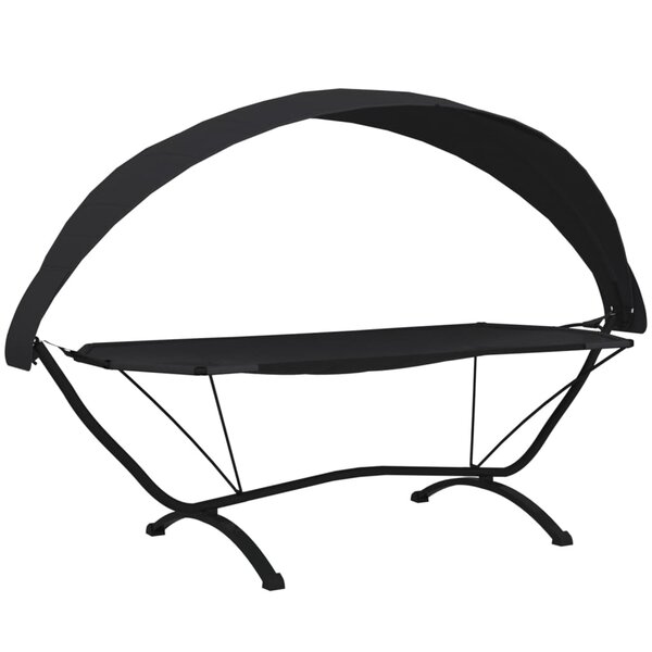 vidaXL Lit de repos d'extérieur avec auvent Noir Acier et tissu Oxford