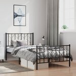 vidaXL Cadre de lit métal sans matelas et pied de lit noir 100x200 cm
