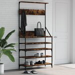 vidaXL Porte-vêtements et rangement des chaussures chêne fumé