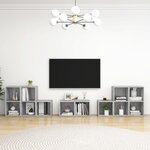 vidaXL Ensemble de meubles TV 8 Pièces Gris béton Bois d'ingénierie
