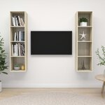 vidaXL Meubles TV muraux 2 Pièces Chêne sonoma Bois d'ingénierie