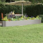 vidaXL Lit surélevé de jardin Acier enduit de poudre Argenté