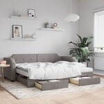 vidaXL Lit de jour avec gigogne et tiroirs taupe 100x200 cm tissu