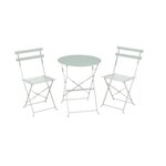 Set bistrot 2 personnes - Table ronde 60 cm avec 2 chaises - Acier  thermolaqué - Vert Céladon