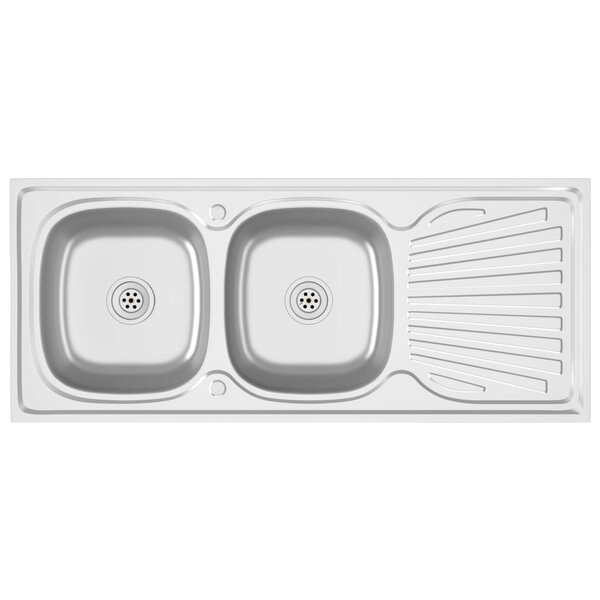 vidaXL Évier de cuisine à double évier argenté 1200x600x155 mm inox