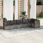 vidaXL Salon de jardin 6 Pièces avec coussins gris résine tressée