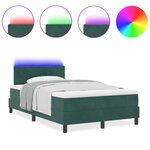 vidaXL Lit à Ressorts avec Matelas & LED Vert Foncé 120x190 cm en Velours