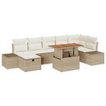 vidaXL Ensemble de salle à manger de jardin 8 pièces beige en rotin poly acacia