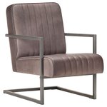 vidaXL Fauteuil cantilever Marron Cuir véritable