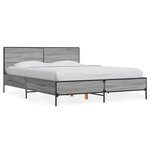 vidaXL Cadre de lit sonoma gris 135x190 cm bois d'ingénierie et métal