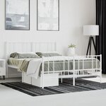 vidaXL Cadre de lit métal sans matelas et pied de lit blanc 140x200 cm
