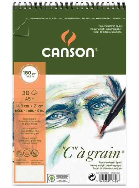 Album spiralé de papier dessin 'C' à grain, A5 30 feuilles CANSON
