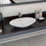 vidaXL Lavabo 59 3x35 1x10 7 cm Fonte minérale/marbre Blanc
