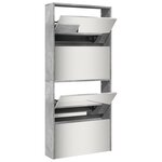 vidaXL Armoire à chaussures et miroir 4 niveaux gris béton 63x17x134cm