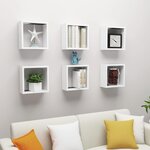 vidaXL Étagères cube murales 6 Pièces Blanc 30x15x30 cm