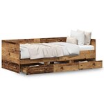 vidaXL Lit de repos Bois vieilli Bois d'ingénierie 90 x 190 cm Solide