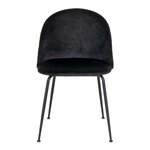 2 chaises de salle à manger en velours noir avec pieds noirs