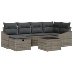 vidaXL Ensemble de canapés de jardin 7 pièces avec coussins gris en rotin synthétique