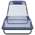 vidaXL Chaise longue pliante avec appui-tête bleu marine en textilène