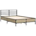 vidaXL Cadre de lit chêne sonoma 135x190 cm bois d'ingénierie et métal