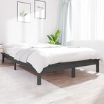 vidaXL Cadre de lit Gris 160x200 cm Bois de pin massif